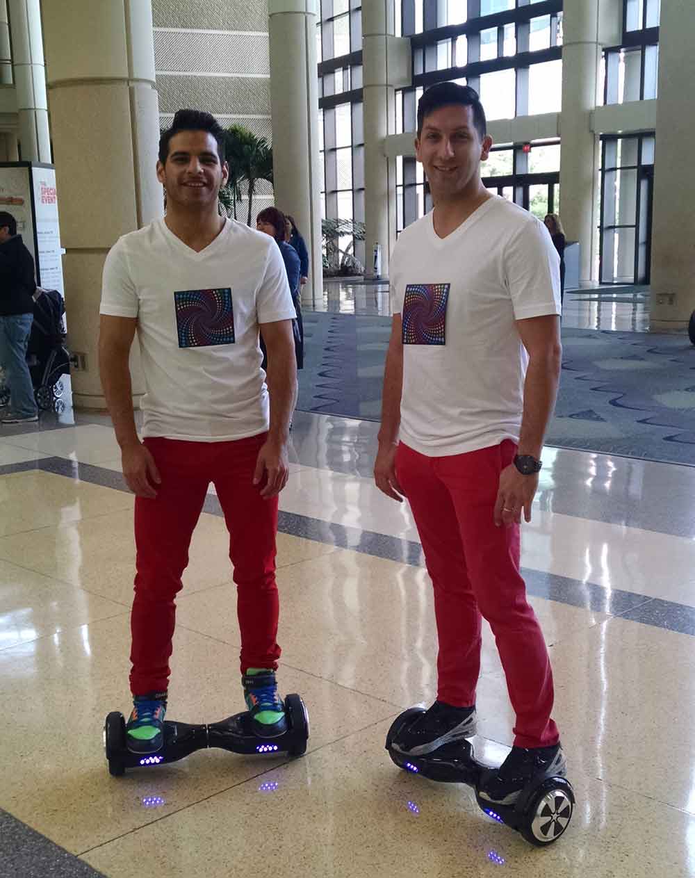 Men on hoverboards